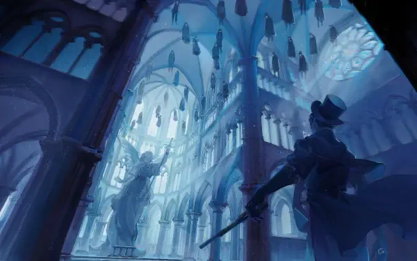 A dark, atmospheric HD desktop wallpaper inspired by the novel Lord of Mysteries, featuring enigmatic imagery that captures the essence of mystery and intrigue.