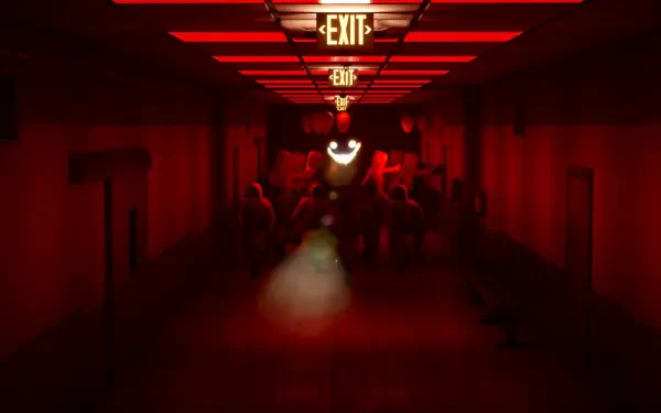 HD desktop wallpaper and background featuring themes from the video game Escape the Backrooms, capturing the eerie atmosphere of the game.