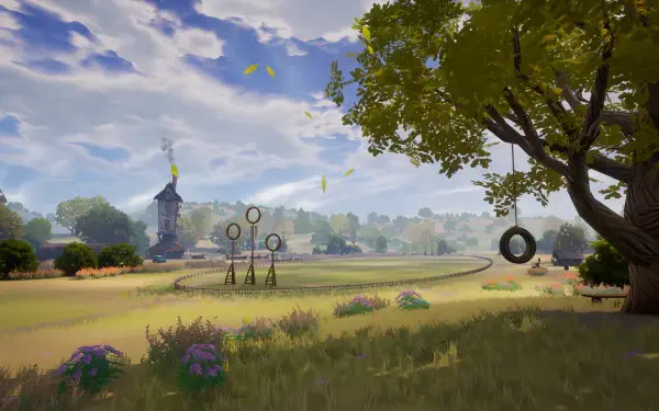 A vibrant HD wallpaper featuring scenes from the video game Harry Potter: Quidditch Champions, capturing the excitement of magical sports in a detailed, immersive design.