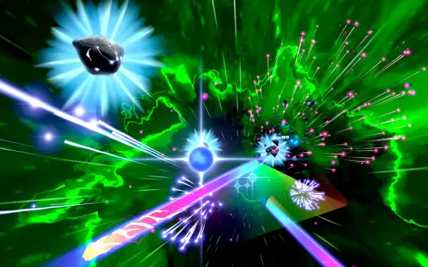 A vibrant HD PC desktop wallpaper featuring a space-themed design from the video game Starwave, showcasing deep colors and cosmic elements for a captivating background.