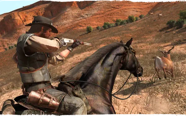 A vibrant HD desktop wallpaper featuring the wild west theme from the video game Red Dead Redemption, capturing the essence of adventure and exploration in an open landscape.