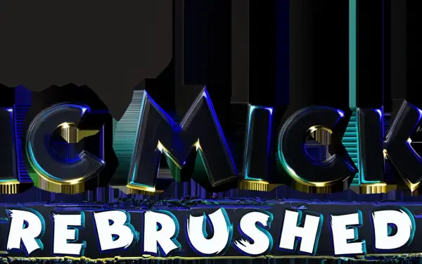 HD PC desktop wallpaper featuring the logo of the video game Disney Epic Mickey: Rebrushed with vibrant, metallic lettering on a dark background.
