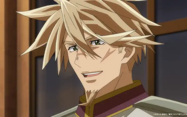 A smiling character from the anime As a Reincarnated Aristocrat I’ll Use My Appraisal Skill to Rise in the World, depicted in an HD wallpaper format.