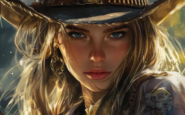 cowgirl portrait hat blonde western HD Desktop Wallpaper | Background Image