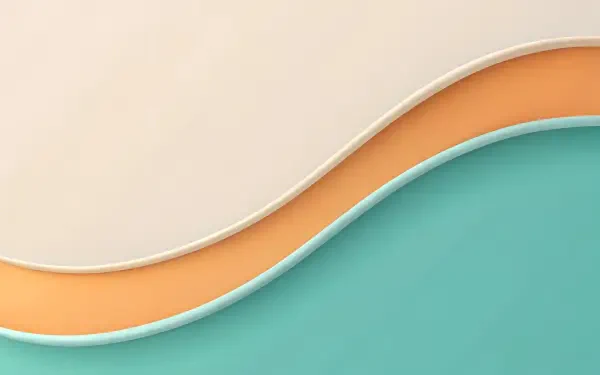  Soft Pastel Orange and Pale Teal with a Dynamic Wavy Divider and Blank White Center.