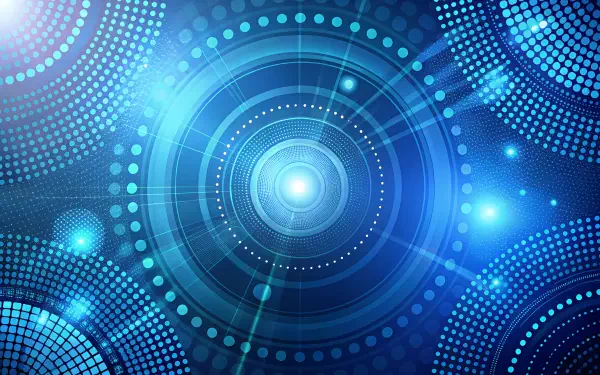  Glowing Halftone dots with deep blue circles