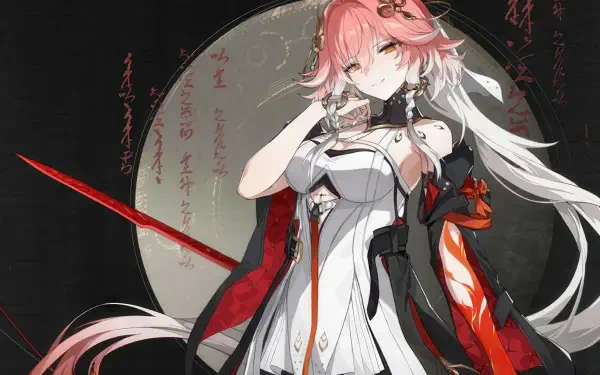 A stunning 4K Ultra HD wallpaper featuring Changli from the video game Wuthering Waves, showcasing her intricate design and striking colors against a dramatic background.