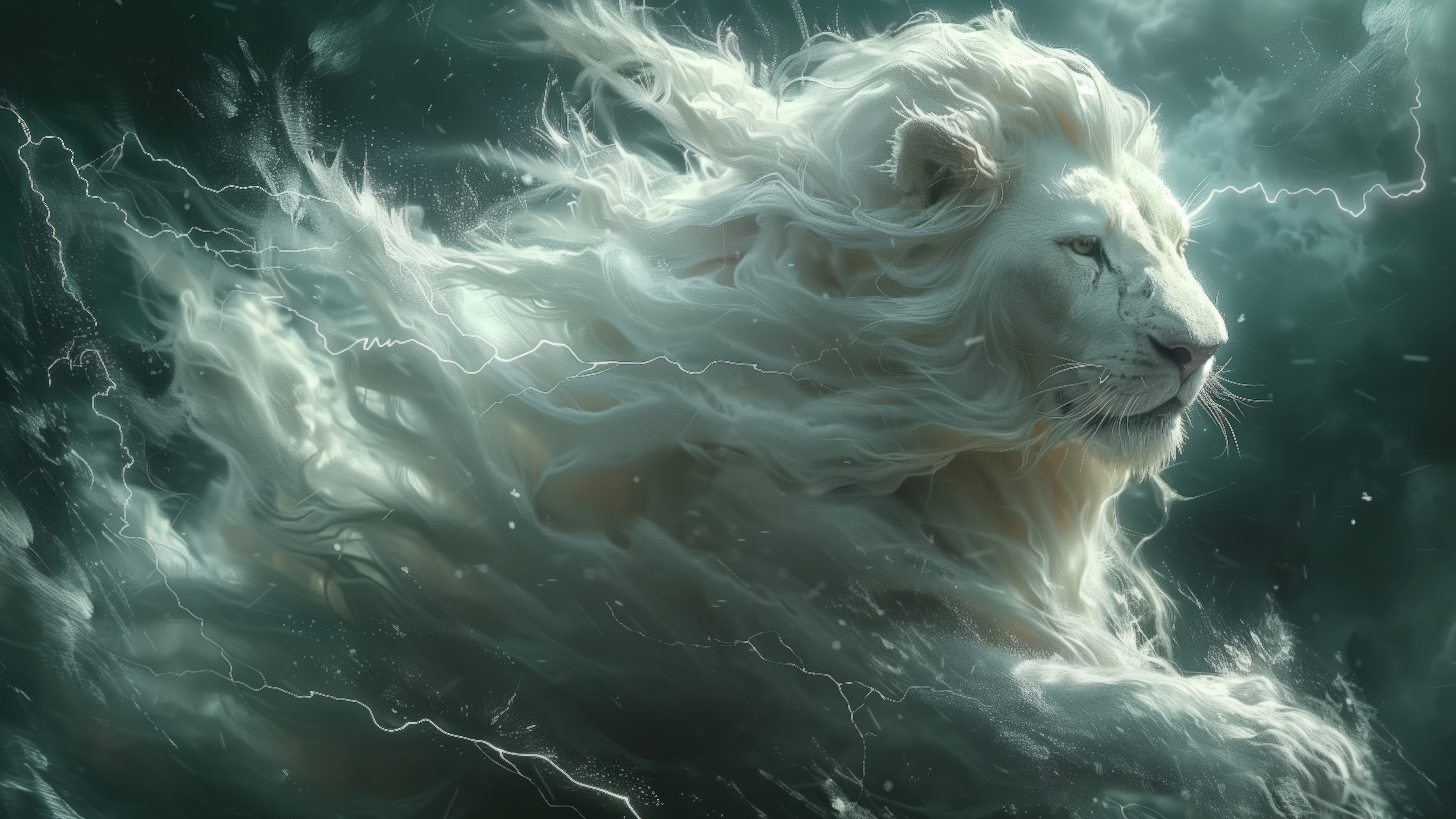 Majestic Lion: 4K Ultra HD Wallpaper of Power and Grace