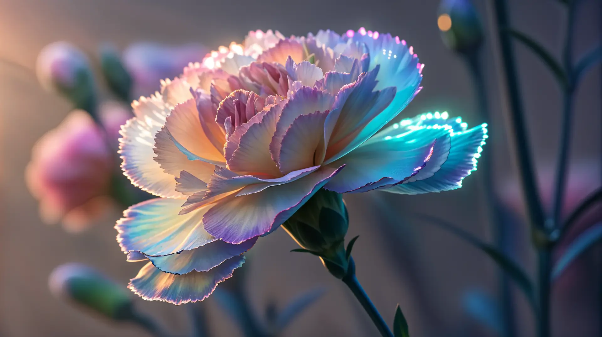 Close-up of a colorful carnation flower in vibrant 4K Ultra HD detail, showcasing delicate petals and natural beauty against a softly blurred background.