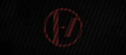 Red Twenty One Pilots logo formed from tiny red text on a black textured background — 2K Quad HD PC desktop wallpaper referencing Clancy.