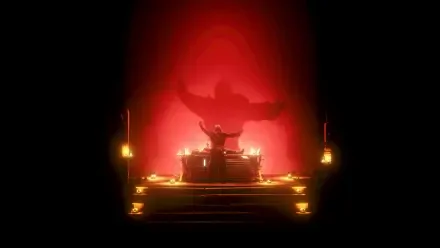 A striking HD wallpaper from the video game Metro Awakening, featuring a dramatic scene with a figure illuminated by warm candlelight against a deep red background.