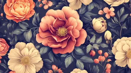 A vibrant floral pattern featuring large pink and white flowers with green leaves, showcasing intricate details, designed as a 4K Ultra HD PC desktop wallpaper and background.