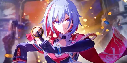 A dynamic HD wallpaper featuring Topaz from the video game Honkai: Star Rail, showcasing her vibrant character design against a backdrop of glowing sparks.