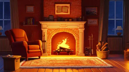 A cozy room featuring a warm fireplace, comfortable chair, and inviting decor, creating a tranquil atmosphere. This 4K Ultra HD image serves as an engaging desktop wallpaper.