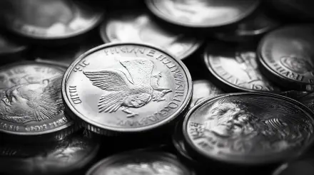 A detailed close-up of silver coins scattered over a surface, showcasing intricate designs. This image serves as a striking 4K Ultra HD desktop wallpaper and background.