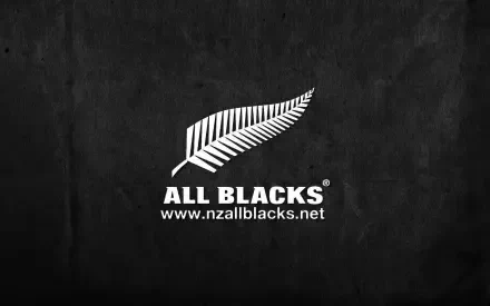 HD wallpaper featuring the All Blacks logo, showcasing a stylized fern against a dark background, representing New Zealand rugby culture.