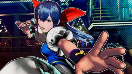 HD PC desktop wallpaper featuring a dynamic character from the video game Fatal Fury: City of the Wolves in an action-packed pose with vibrant colors.