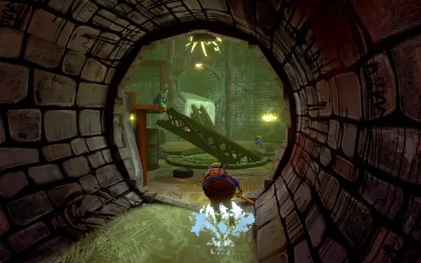 An HD desktop wallpaper featuring a scene from *Teenage Mutant Ninja Turtles: Mutants Unleashed*, showcasing the turtles navigating a dynamic underground setting.