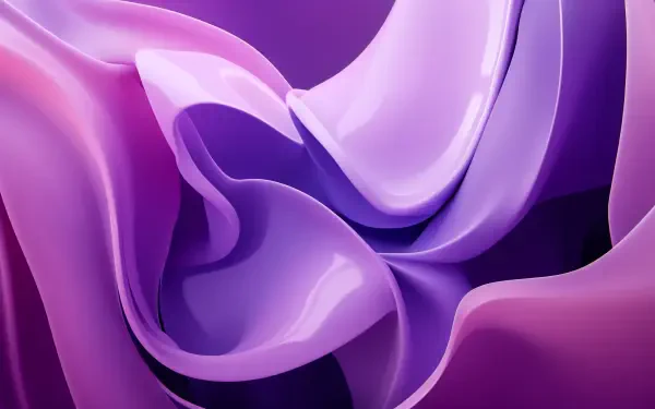 Abstract purple swirls create a fluid and dynamic composition, showcasing rich gradients and glossy textures, perfect for a 4K Ultra HD PC desktop wallpaper and background.