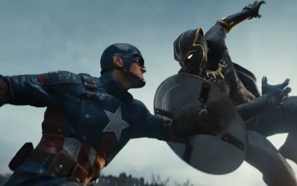 Captain America and Black Panther engage in an intense battle scene from MARVEL 1943: Rise of Hydra, showcased in this HD PC desktop wallpaper.