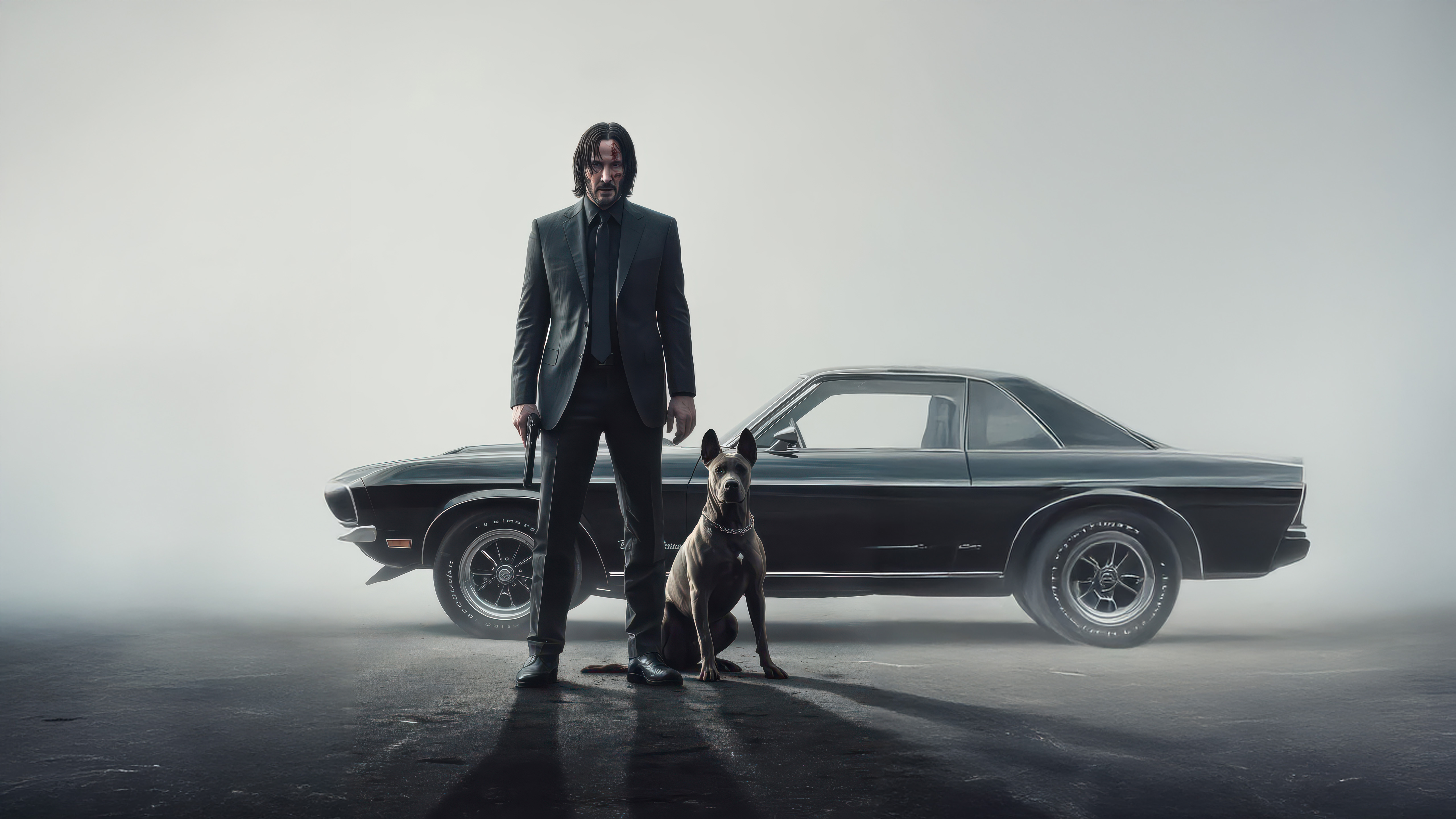 John Wick 4K Ultra HD Wallpaper: Legendary Assassin and Loyal Companion