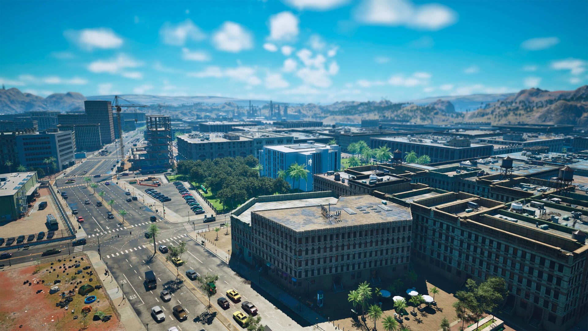 A vibrant cityscape depicting the immersive world of Ambulance Life: A Paramedic Simulator, showcased as a 4K Ultra HD PC desktop wallpaper.