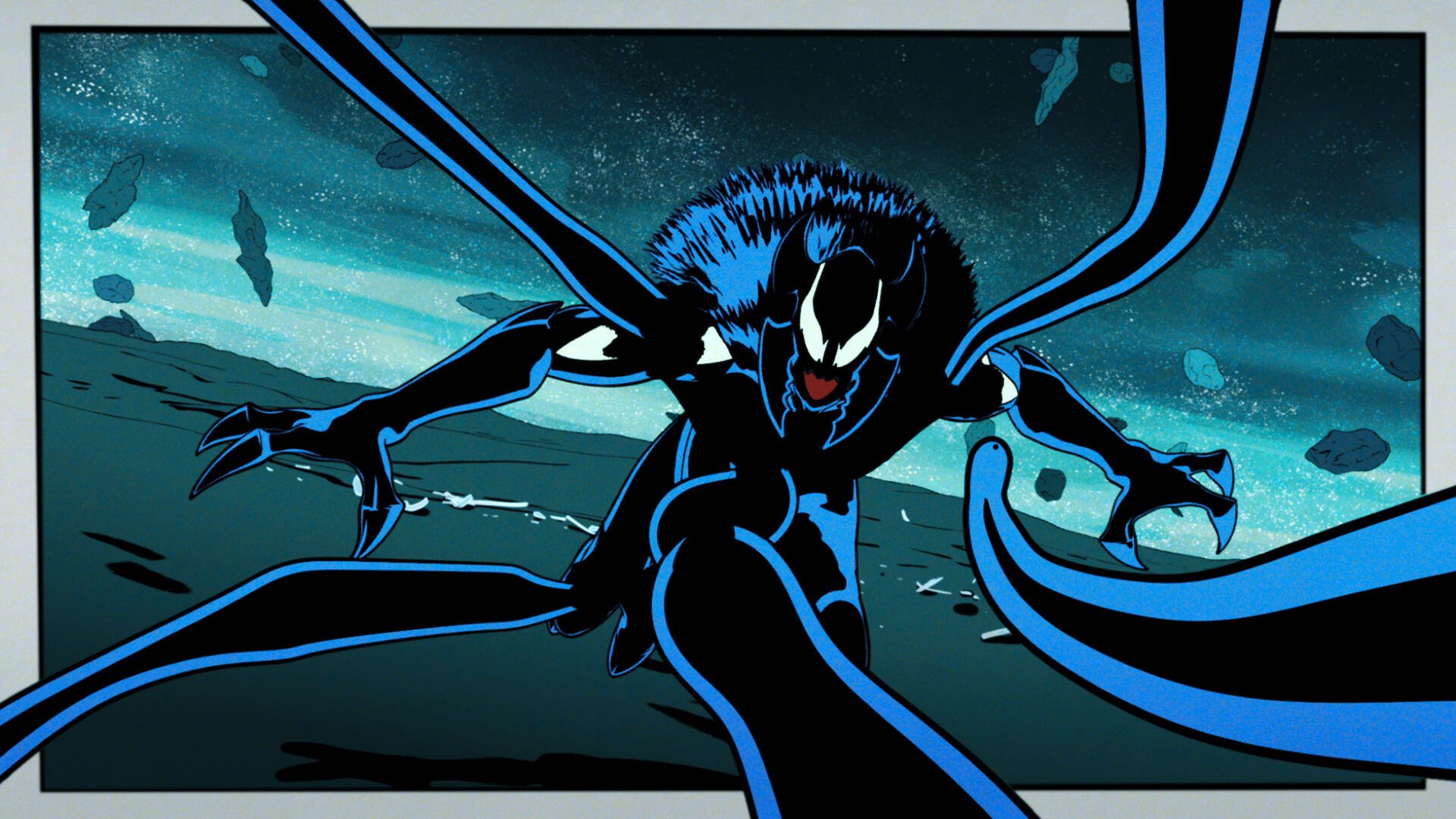 A dynamic 4K Ultra HD wallpaper features Venom from Your Friendly Neighborhood Spider-Man, showcasing the character in a striking pose against a dark, atmospheric background.