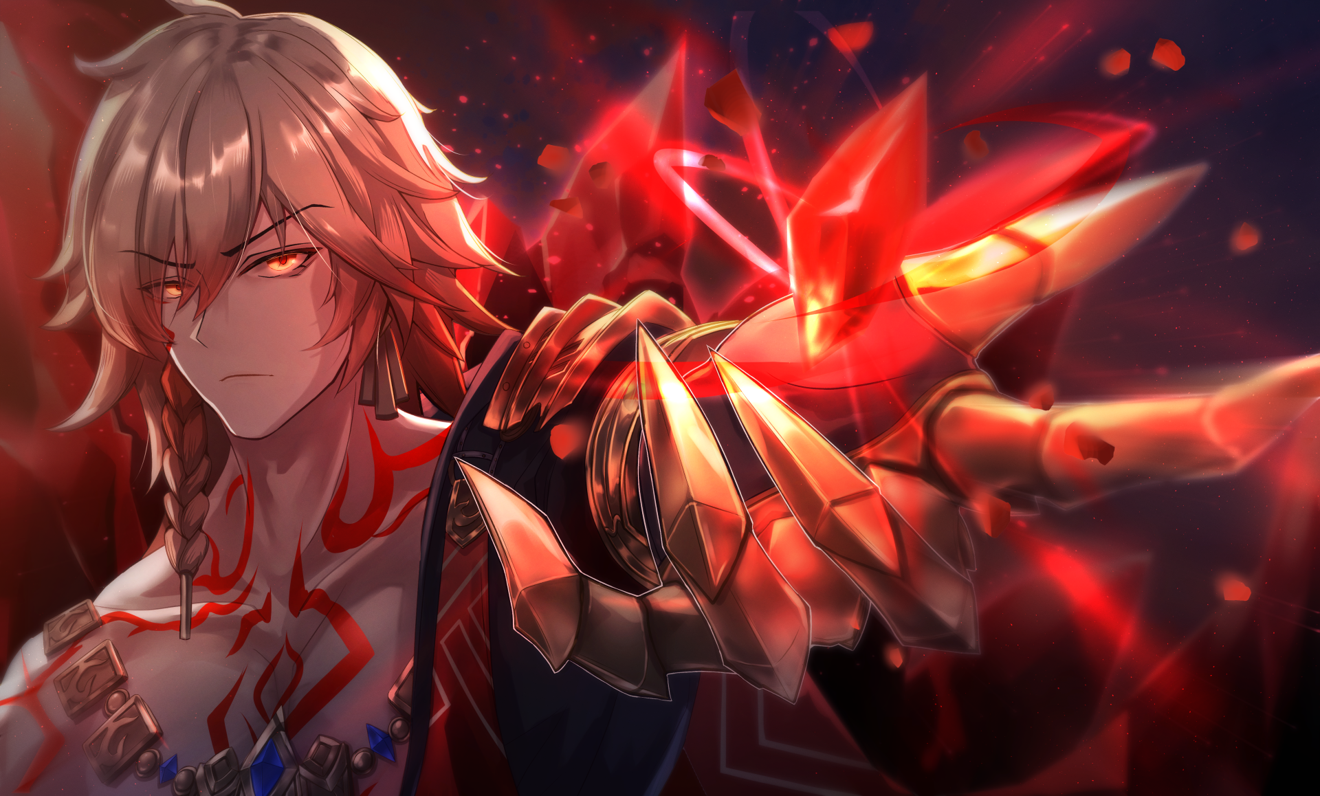 Mydei from Honkai: Star Rail stands confidently, showcasing a striking expression and vibrant red accents in this stunning 4K Ultra HD desktop wallpaper.