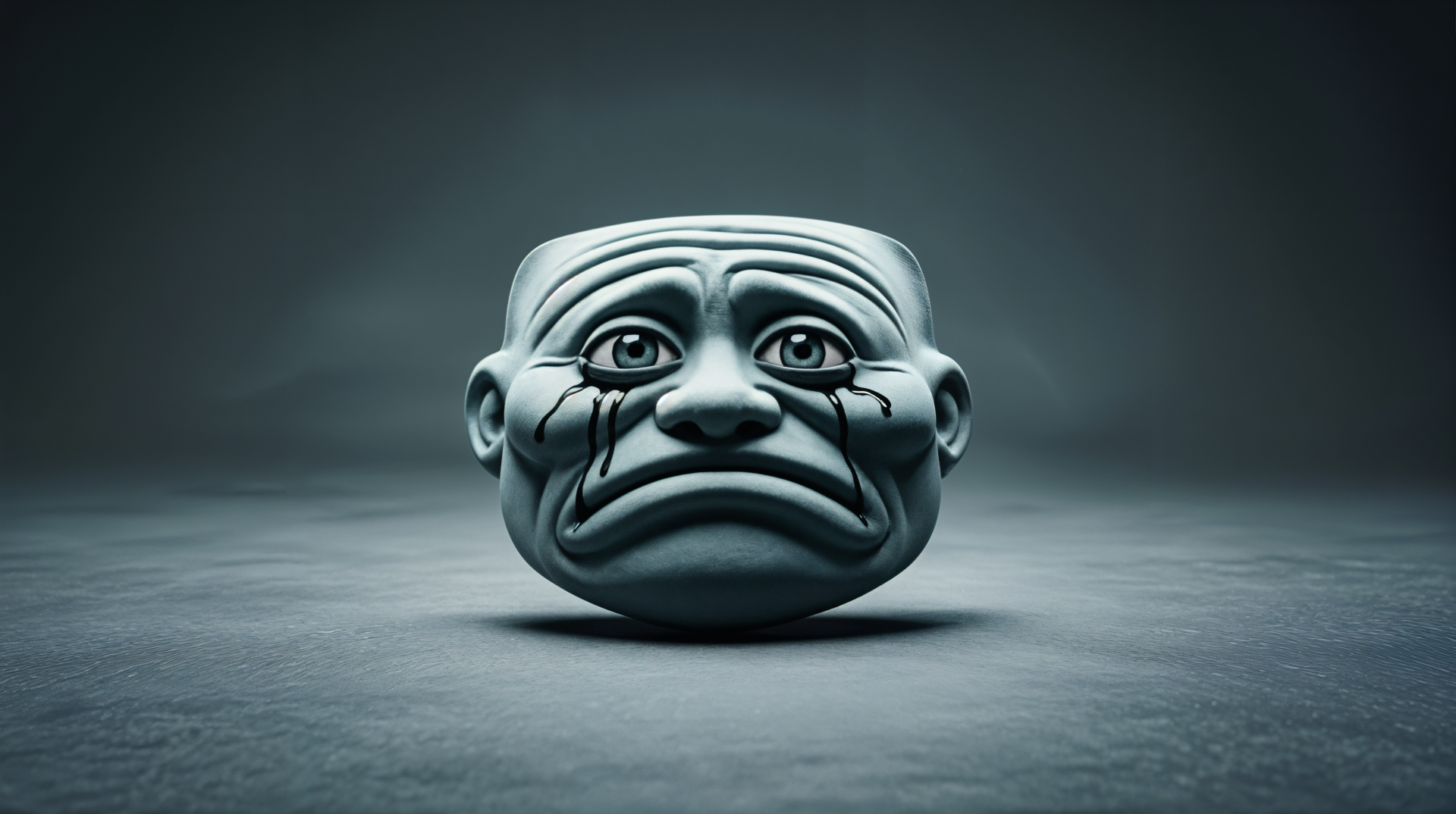 A 4K Ultra HD PC desktop wallpaper featuring a detailed, monochrome troll face sculpture with a somber expression against a dark, minimalist background.