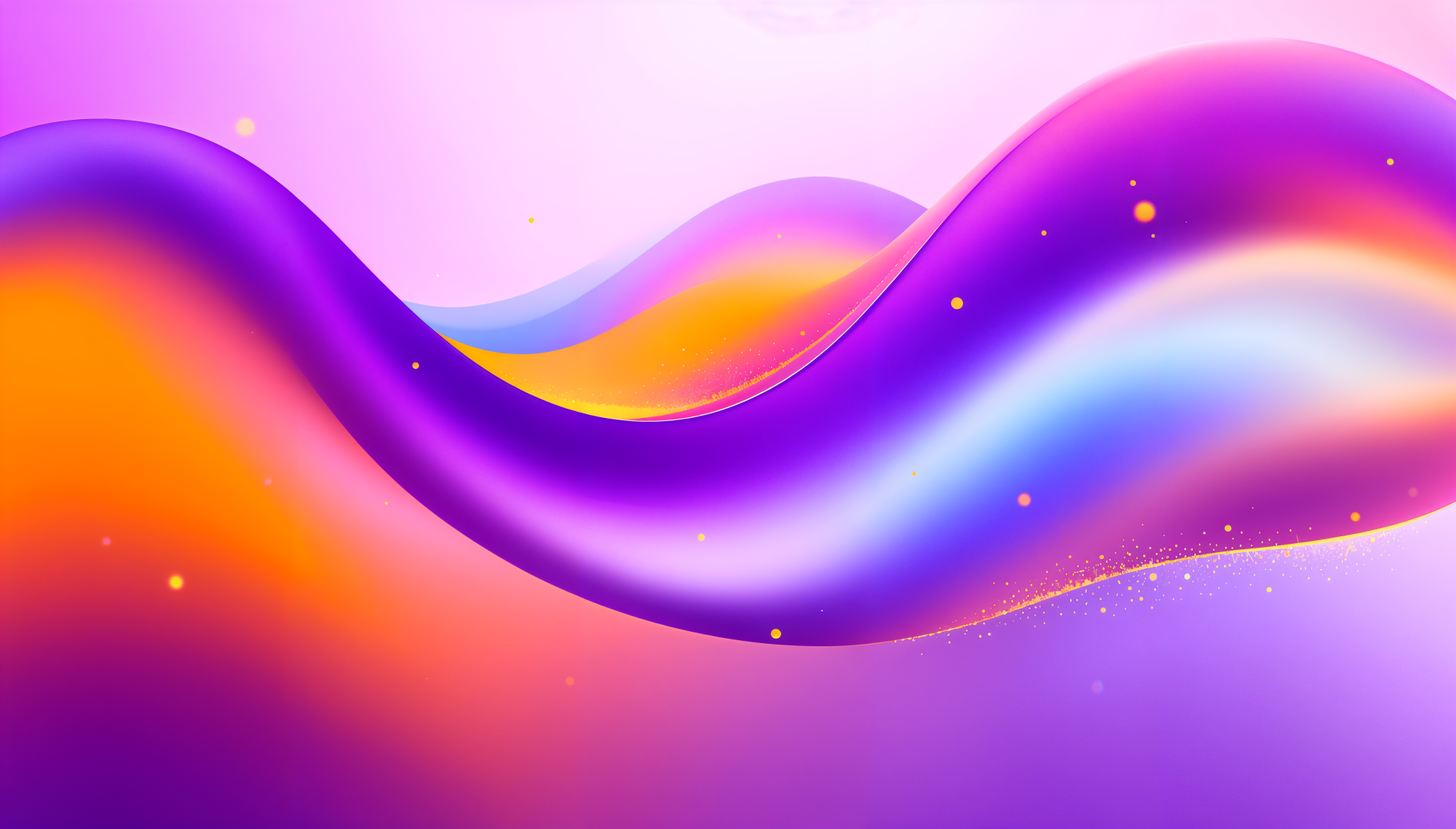 Vibrant 4K Ultra HD desktop wallpaper featuring a smooth, flowing waveform in shades of purple, orange, and blue with subtle glowing accents on a soft gradient background.