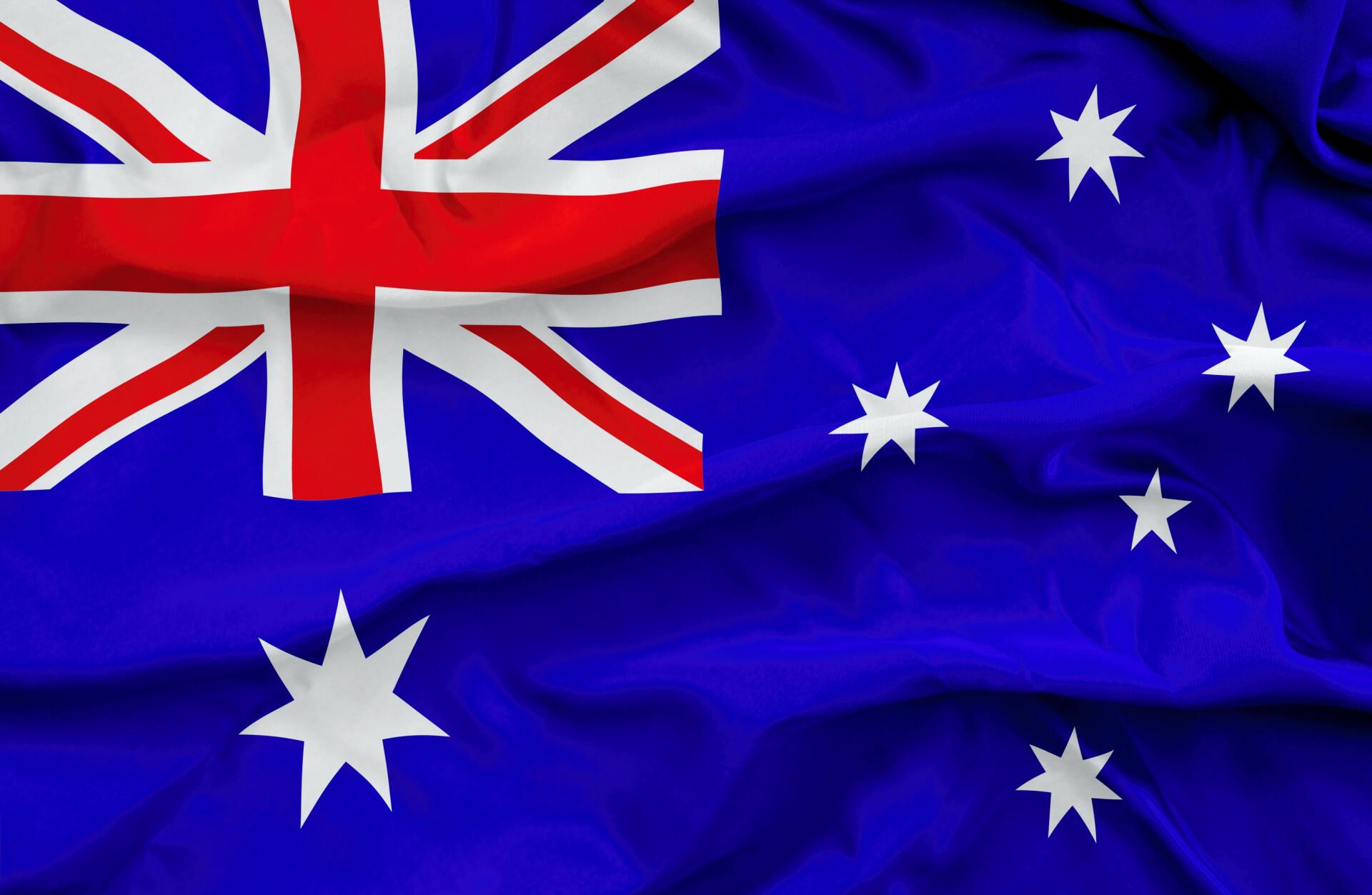 HD PC desktop wallpaper of the Australian flag: Union Jack in the canton and the Southern Cross on a blue field, celebrating Australia and its independence.
