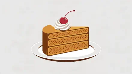 A detailed image of a sponge cake slice topped with whipped cream and a cherry, presented on a white plate. A vibrant and appetizing 4K Ultra HD background.