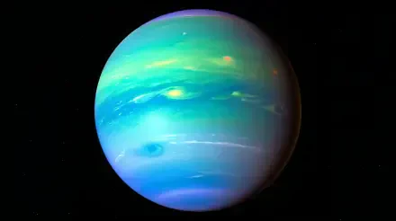 A stunning 4K Ultra HD image of Neptune, showcasing its vibrant blue and green hues against a deep black background, perfect for a PC desktop wallpaper.