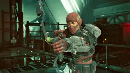 A character from Killing Floor 3 aims a bow in a futuristic, industrial environment, captured in stunning 4K Ultra HD for a dynamic PC desktop wallpaper.