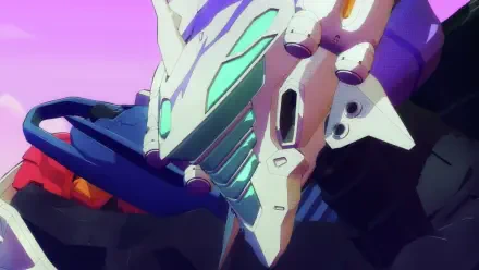 HD wallpaper featuring a detailed robotic design inspired by Aquarion: Myth of Emotions, set against a vibrant purple background. An engaging visual for anime fans.