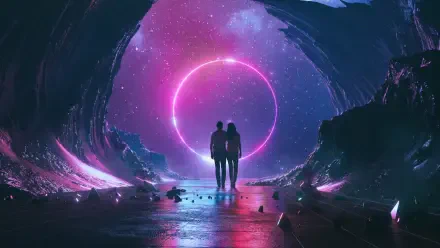 Sci Fi artistic couple landscape HD Desktop Wallpaper | Background Image