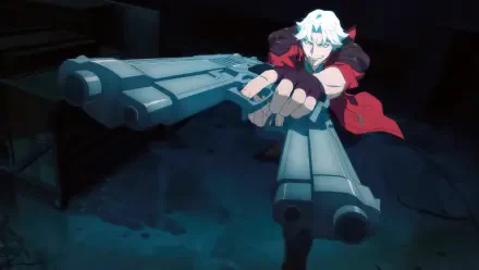 Dante from Devil May Cry aims his signature weapons in this striking 4K Ultra HD anime wallpaper, showcasing his fierce persona and dynamic action.