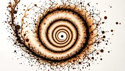 A detailed Fibonacci spiral design in rich brown tones with intricate branching patterns, rendered as a 4K Ultra HD PC desktop wallpaper and background.