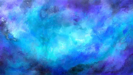 Whimsical blue abstract nebula with swirling clouds and starry textures, vibrant and ethereal, designed as an HD PC desktop wallpaper and background.