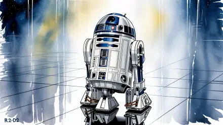 4K Ultra HD PC desktop wallpaper depicting R2-D2, the iconic Star Wars droid, with a sleek, futuristic background that enhances its detailed design.