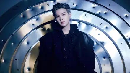 HD PC desktop wallpaper featuring Suga (Min Yoongi) of BTS, showcasing a stylish and moody K-pop music theme.