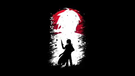 Fullmetal Alchemist: Brotherhood 4K Ultra HD PC wallpaper depicting a silhouetted alchemist before a red moon framed by a white brushstroke arch on a black background.