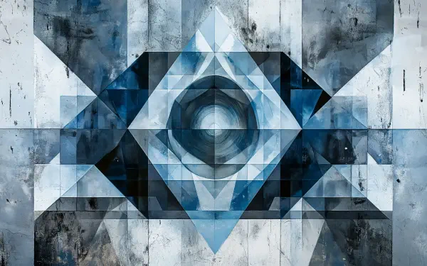 Abstract geometric design featuring intricate patterns in shades of blue and gray. This 4K Ultra HD wallpaper adds a sophisticated touch to any desktop background.