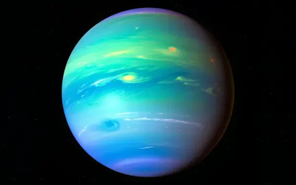 A stunning 4K Ultra HD image of Neptune, showcasing its vibrant blue and green hues against a deep black background, perfect for a PC desktop wallpaper.
