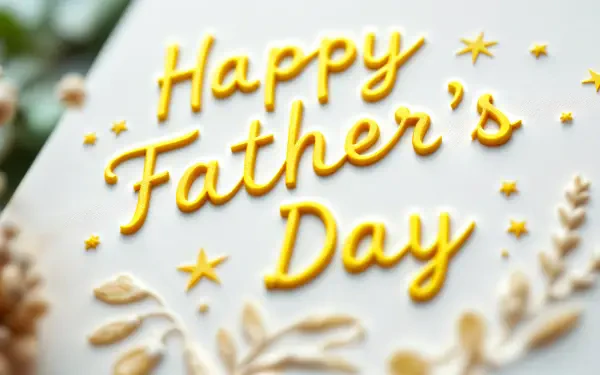 A vibrant 4K Ultra HD wallpaper featuring elegant lettering that reads Happy Father's Day, adorned with decorative accents for a festive touch.