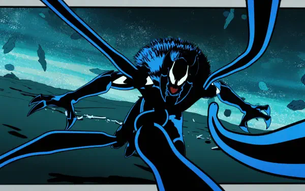 A dynamic 4K Ultra HD wallpaper features Venom from Your Friendly Neighborhood Spider-Man, showcasing the character in a striking pose against a dark, atmospheric background.