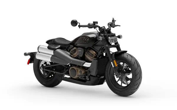 A sleek Harley-Davidson Sportster motorcycle, showcased in an 8K Ultra HD design, accentuates its bold styling and performance, set against a clean background.
