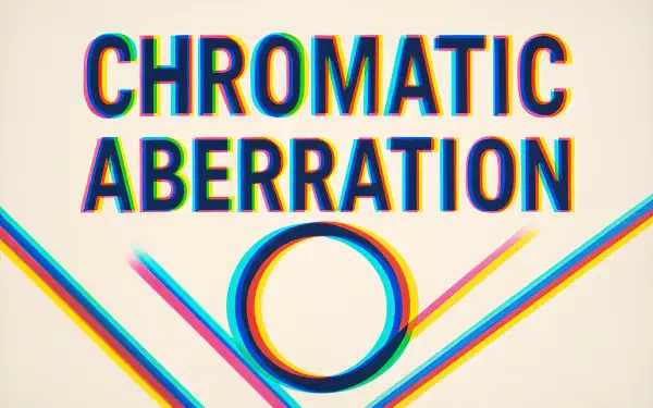 4K Ultra HD PC desktop wallpaper featuring bold CHROMATIC ABERRATION text with vibrant color fringing and geometric shapes showcasing a chromatic aberration effect.