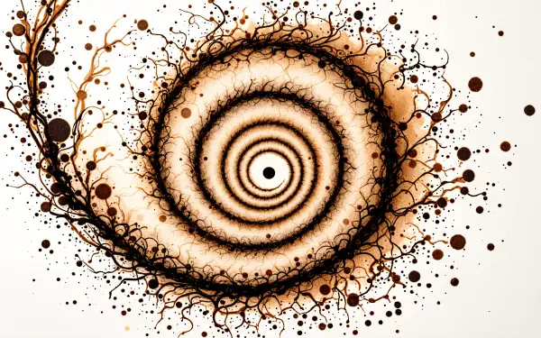 A detailed Fibonacci spiral design in rich brown tones with intricate branching patterns, rendered as a 4K Ultra HD PC desktop wallpaper and background.