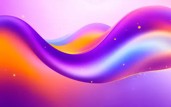 Vibrant 4K Ultra HD desktop wallpaper featuring a smooth, flowing waveform in shades of purple, orange, and blue with subtle glowing accents on a soft gradient background.